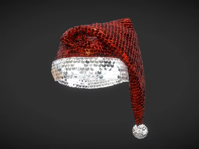 Modern Christmas Hat Sequins Santa Hat Low Poly 3d model