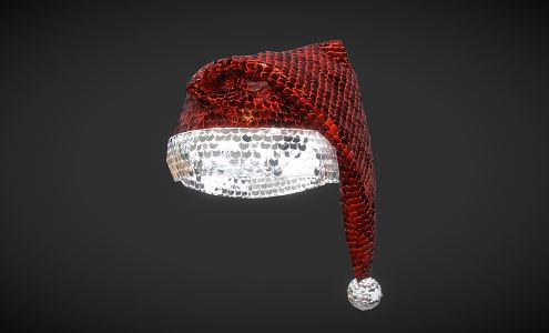 Modern Christmas Hat Sequins Santa Hat Low Poly 3d model