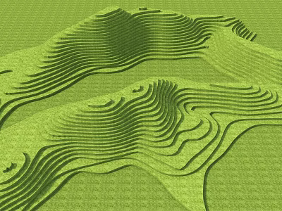 Green Layered Wavy Park Landscape Showcasing Rolling Lawn Terrain And Curved Lines 3d model