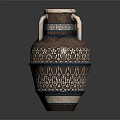 Handcrafted Ceramic Vase With Two Handles And Intricate Decorative Patterns 3d model