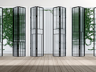 Modern folding door craft glass folding door 3d model