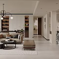 Modern Living Dining Room Interior With Sofa Coffee Table TV And Large Windows