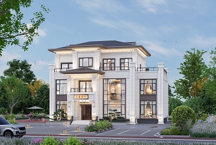 Three-storey villa 3d model