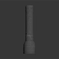 Sleek Handheld Flashlight With Metallic Body Illuminated Head And Reflective Surface