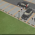 Honda Car Parked In Parking Lot With Yellow Lines And People Walking Nearby