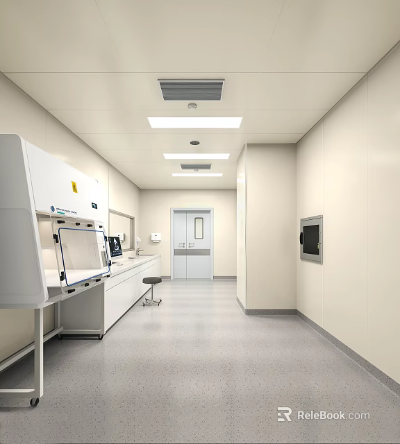 Clean Modern Laboratory Interior With Fume Hood Workbench And Bright Lighting 3d model 