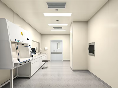 Clean Modern Laboratory Interior With Fume Hood Workbench And Bright Lighting 3d model