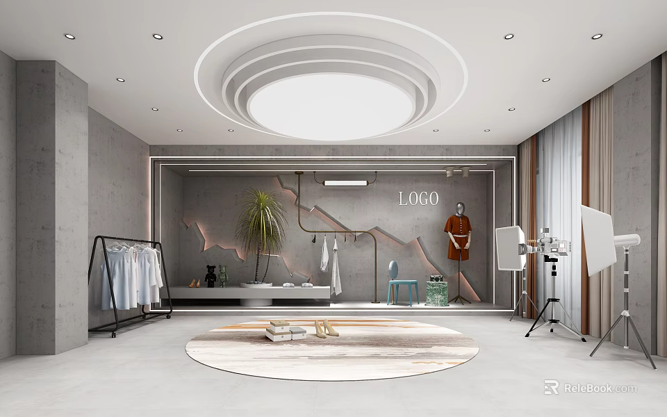 Modern Public Office Space With Open Design Workstations Ergonomic Chairs Green Plants And Pendant Lights 3d model 