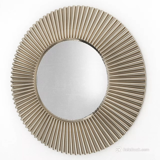 Decorative Round Mirror With Sunburst Striped Frame For Modern Home Decor 3d model 