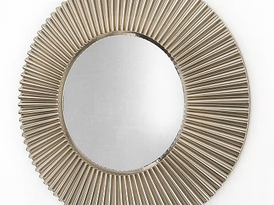 Decorative Round Mirror With Sunburst Striped Frame For Modern Home Decor 3d model