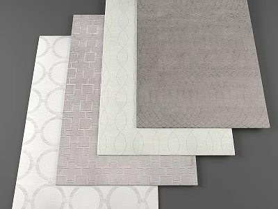 Square Rugs With Various Geometric Patterns And Textured Surfaces In Neutral Colors 3d model