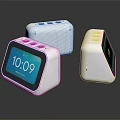 Modern White Digital Clocks With Blue Screen Time And Date 3d model