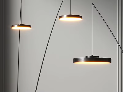 Sleek Modern Floor Lamp With Curved Metal Frame Round Lampshade And Soft Glow 3d model