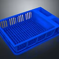 Blue Plastic Kitchen Dish Drying Rack With Divided Compartments And Tray
