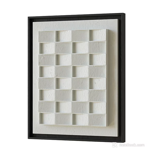 White 3D Cube Wall Art With Black Frame Geometric Decor Design 3d model