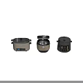 Different Style Kitchen Appliances Three Rice Cookers On Wooden Floor With Control Panels