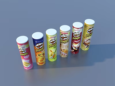 Pringles Potato Chips Cans With Various Flavors For Everyday Snacking Essentials 3d model
