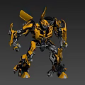 Yellow And Black Mechanical Robot Standing With Detailed Arm And Leg Parts
