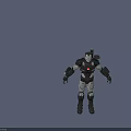 Futuristic Battle Robot Character With Silver Black Armor Red Core And Mechanical Exoskeleton 3d model
