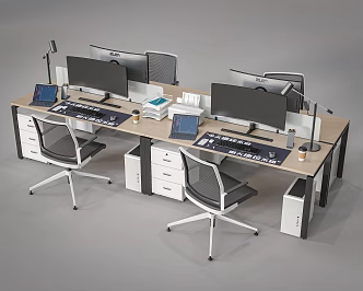 Modern Office Desk and Chair Staff Station Computer Desk and Chair Public Office Area 3d model