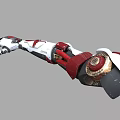 High Tech Mechanical Arm 3D Model With Red White Black Structure And Joint Components
