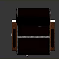 Black Leather Executive Office Chair With High Backrest Brown Armrests Stitching Details And Metal Wheels