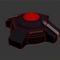 Modern Decorative Ornament Set With Black Base Red Button And Sleek Geometric Design