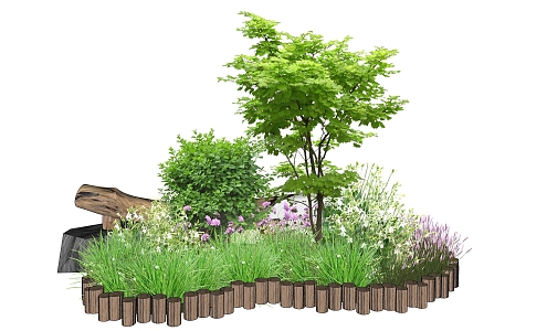 Modern flower bed plant group plant combination flower border flower and grass combination 3d model