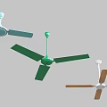 Three Assorted Color Air Conditioning Fans With Ceiling Mounted Blades