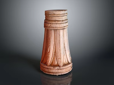 Classical Architectural Column Base With Carved Leaf Patterns And Terracotta Texture Design 3d model