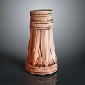 Classical Architectural Column Base With Carved Leaf Patterns And Terracotta Texture Design