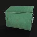 Green Household Trash Bin With Open Lid Black Garbage Bags And Boom Graffiti Smiley Face