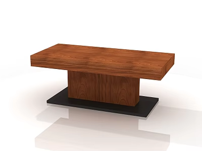 Elegant Modern Brown Wooden Coffee Table with Black Base for Living Room 3d model