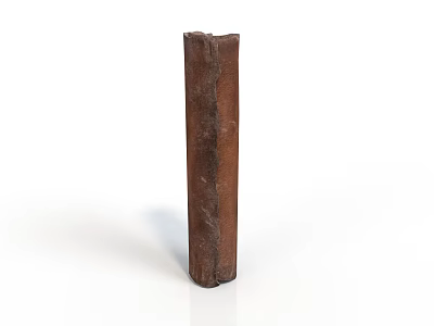 Brown Textured Wooden Post Standing Vertically On White Background With Natural Grain Details 3d model