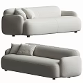 Modern Light Colored Fabric Multi Seater Sofa With Plush Cushions And Comfortable Armrests 3d model