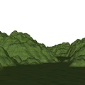 Garden Landscape with Lush Green Grass and Rolling Hills Under Blue Sky