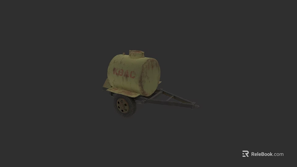 Weaponized Yellow Fuel Tank Trailer With KOMO Lettering And Wheels 3d model 