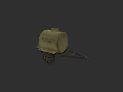 Weaponized Yellow Fuel Tank Trailer With KOMO Lettering And Wheels 3d model