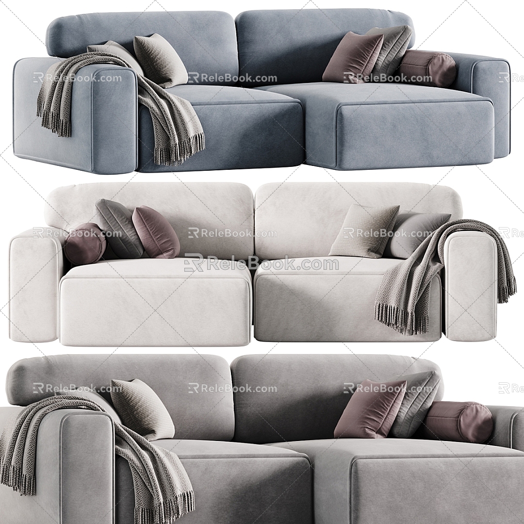 Modern double sofa multiplayer sofa 3d model