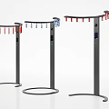 Interactive Zone Standing Equipment With Curved Bars Colorful Hooks And Display Screens