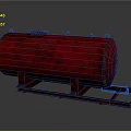Rusty Red Industrial Oil Tank Placed On Metal Stand With Reflective Surface