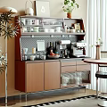 Modern Silent Sideboard Locker Coffee Machine Wine Bottle Wine Glass Ornaments Combination 3d model