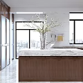 Chinese Style Kitchen Interior With Dark Wood Cabinets Marble Island And Glass Door Upper Cabinets