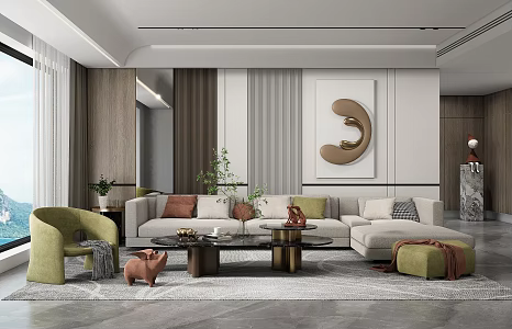 Modern Sofa Coffee Table Combination Home Corner Sofa 3d model