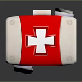 Red White First Aid Kit With Cross Symbol Portable Medical Emergency Equipment