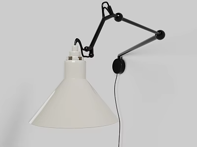 Modern Wall Mounted Lamp With Adjustable Arm And White Shade 3d model
