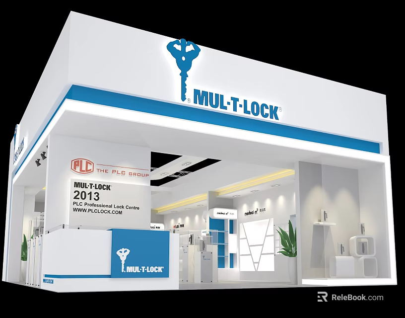 MUL T LOCK Exhibition Booth Design With Interior Setup And Display Area 3d model 