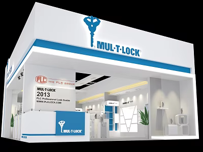 MUL T LOCK Exhibition Booth Design With Interior Setup And Display Area 3d model