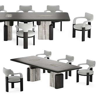 Italian Poliform dining table and chair combination 3d model