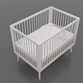 White Baby Crib With Railings And Soft Mattress For Nursery Room